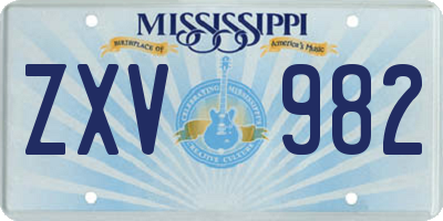 MS license plate ZXV982