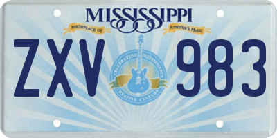 MS license plate ZXV983