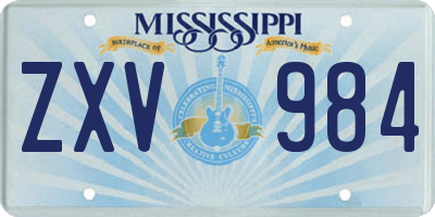 MS license plate ZXV984