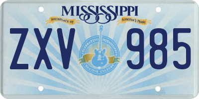 MS license plate ZXV985