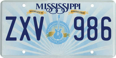 MS license plate ZXV986