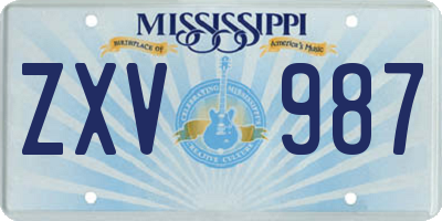 MS license plate ZXV987