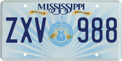 MS license plate ZXV988