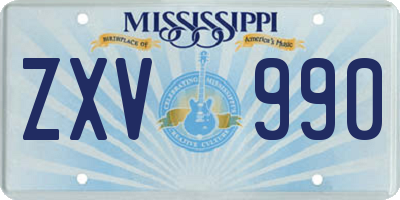 MS license plate ZXV990