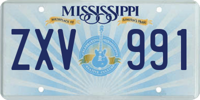 MS license plate ZXV991