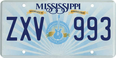 MS license plate ZXV993