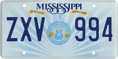 MS license plate ZXV994