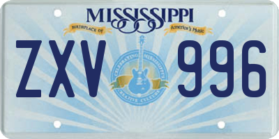 MS license plate ZXV996