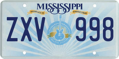 MS license plate ZXV998