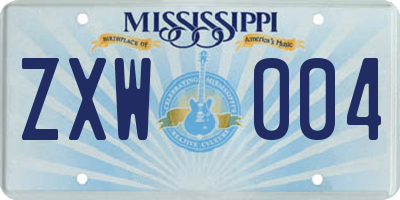 MS license plate ZXW004