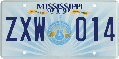 MS license plate ZXW014