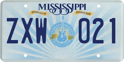 MS license plate ZXW021