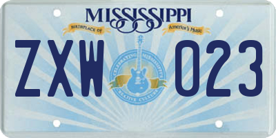 MS license plate ZXW023