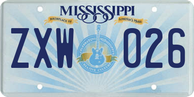 MS license plate ZXW026