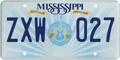 MS license plate ZXW027