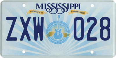 MS license plate ZXW028