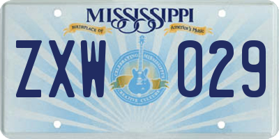 MS license plate ZXW029