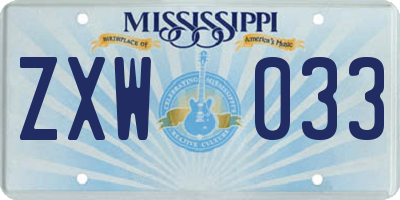 MS license plate ZXW033