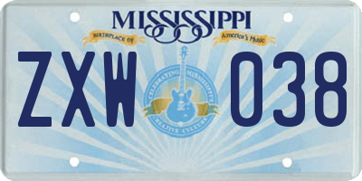 MS license plate ZXW038