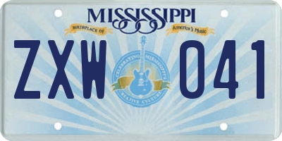 MS license plate ZXW041