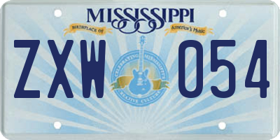MS license plate ZXW054