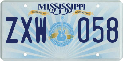 MS license plate ZXW058