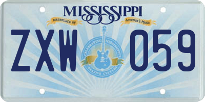 MS license plate ZXW059