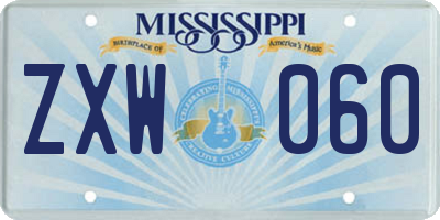 MS license plate ZXW060