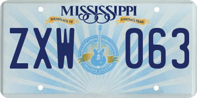 MS license plate ZXW063