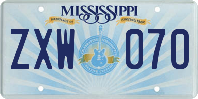 MS license plate ZXW070