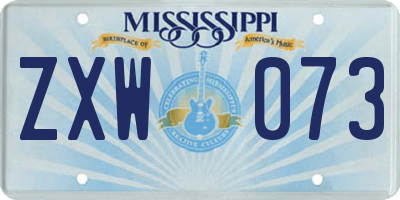 MS license plate ZXW073