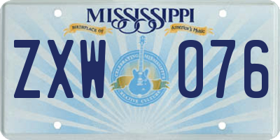MS license plate ZXW076