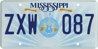 MS license plate ZXW087