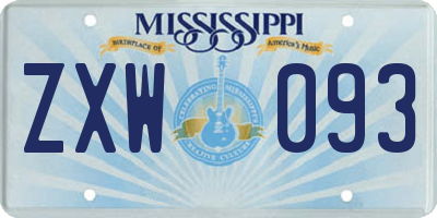 MS license plate ZXW093