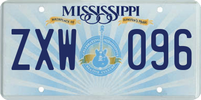 MS license plate ZXW096