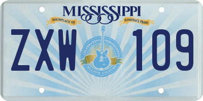 MS license plate ZXW109