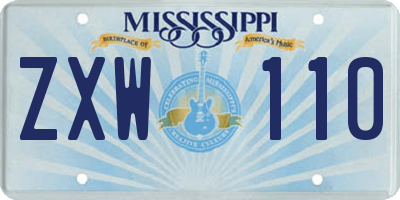MS license plate ZXW110