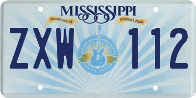 MS license plate ZXW112