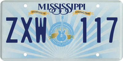 MS license plate ZXW117