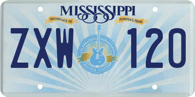 MS license plate ZXW120