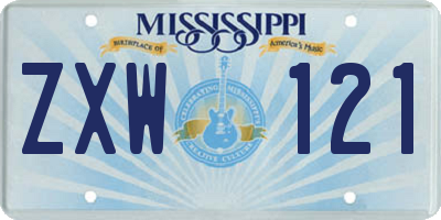 MS license plate ZXW121