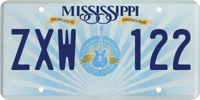 MS license plate ZXW122