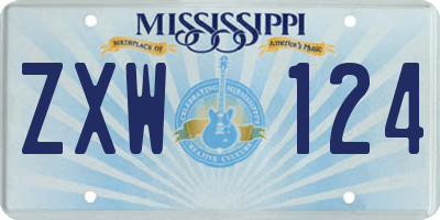 MS license plate ZXW124