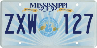 MS license plate ZXW127