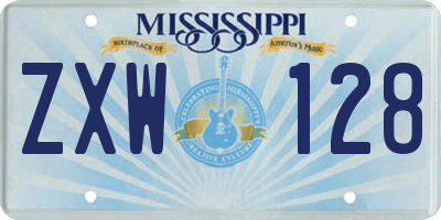 MS license plate ZXW128