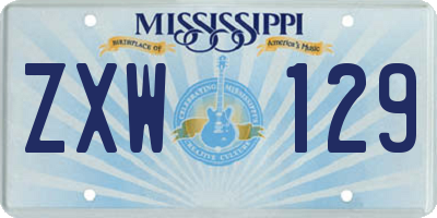 MS license plate ZXW129
