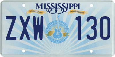 MS license plate ZXW130