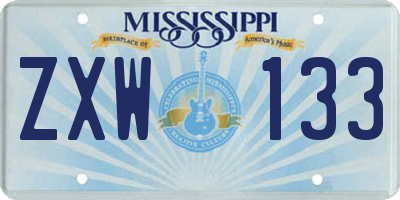 MS license plate ZXW133