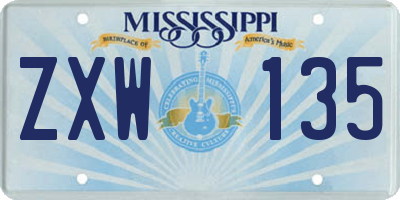 MS license plate ZXW135