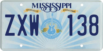 MS license plate ZXW138